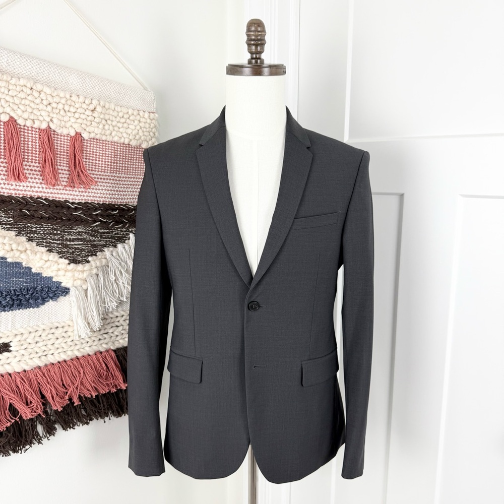NEW Zara Wool Blend Slim Fit Blazer Graphite Grey Size 36US